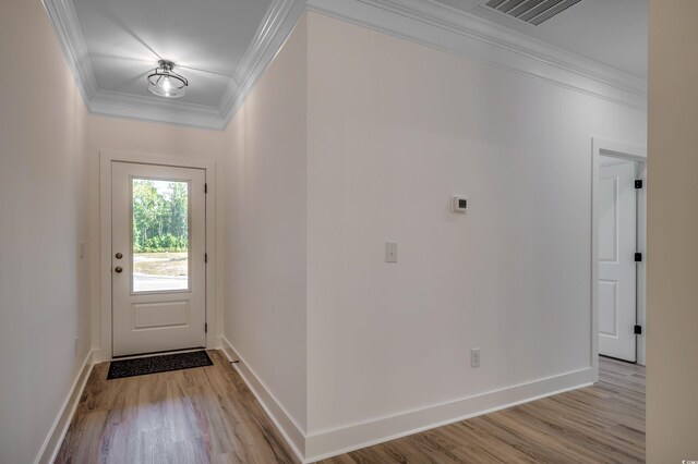 205 Brush Ct, Little River, SC 29566 - doorway to outside featuring ornamental molding and light wood-style floors