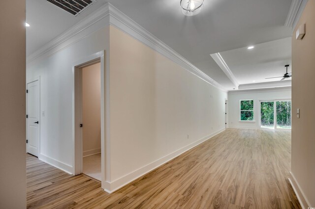 205 Brush Ct, Little River, SC 29566 - corridor featuring ornamental molding, light wood finished floors, a raised ceiling, and recessed lighting