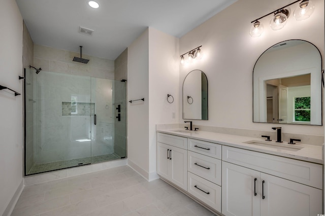 205 Brush Ct, Little River, SC 29566 - full bath featuring a stall shower, double vanity, and recessed lighting