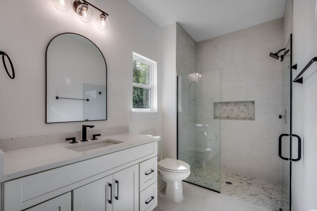205 Brush Ct, Little River, SC 29566 - bathroom featuring toilet, a shower stall, and vanity