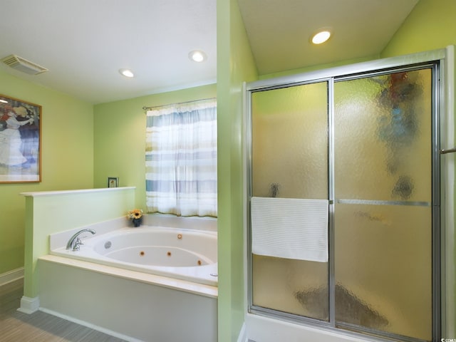 bathroom with plus walk in shower