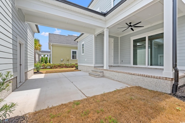 view of patio / terrace featuring ceiling fan