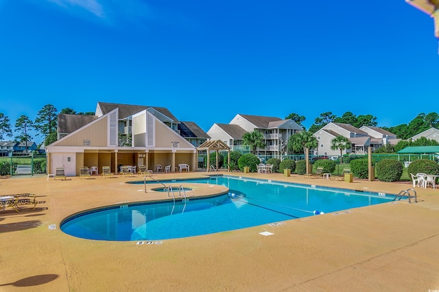 view of pool featuring a patio