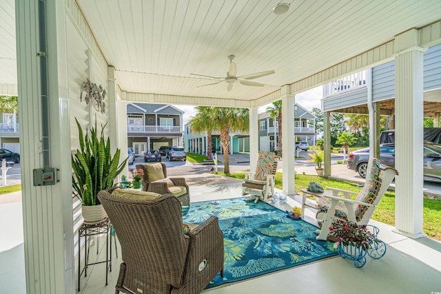 view of patio with ceiling fan