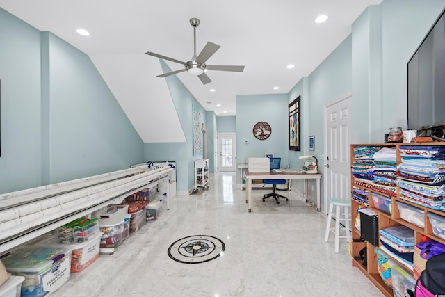 office featuring ceiling fan