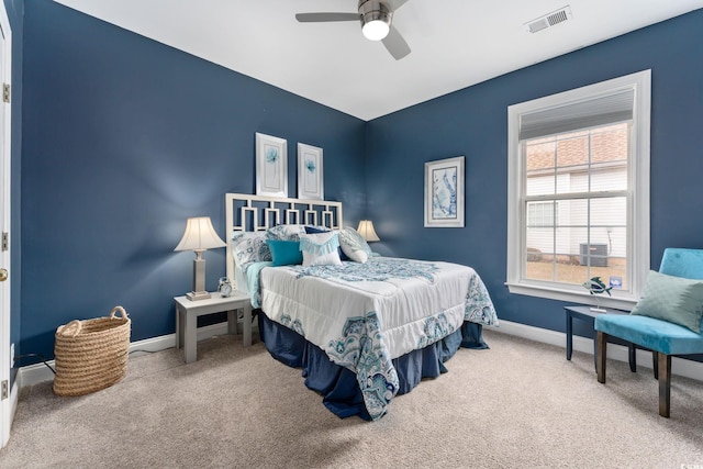 bedroom with carpet and ceiling fan