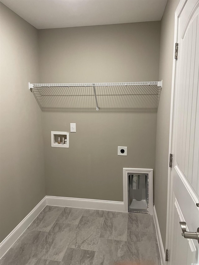 washroom with washer hookup and hookup for an electric dryer