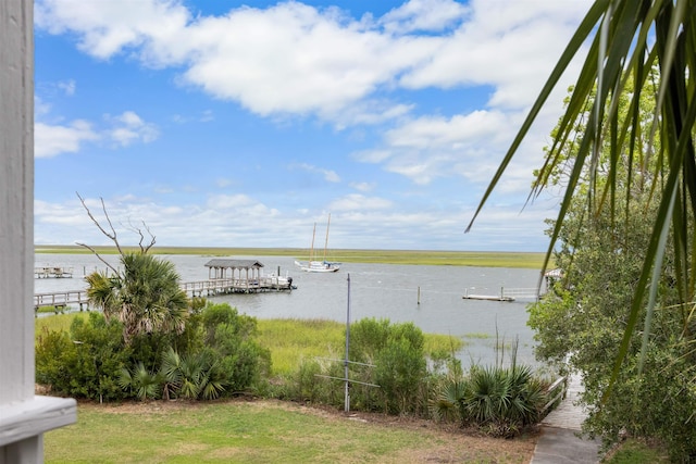 view of water feature featuring a boat dock