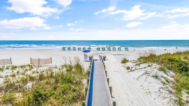 property view of water with a beach view