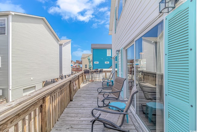 wooden balcony with a wooden deck