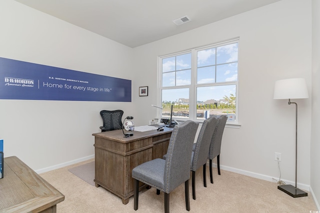 view of carpeted office space