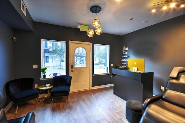 interior space featuring dark wood-type flooring