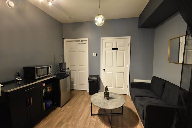 living room with light wood-type flooring