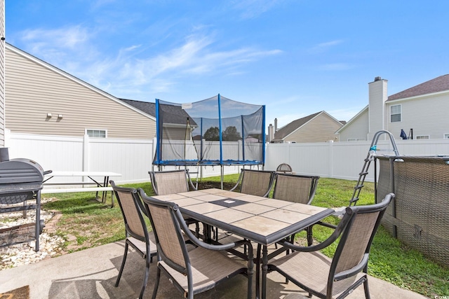 view of patio / terrace featuring a trampoline