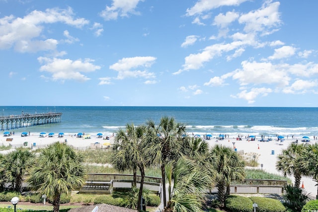 view of water feature with a view of the beach