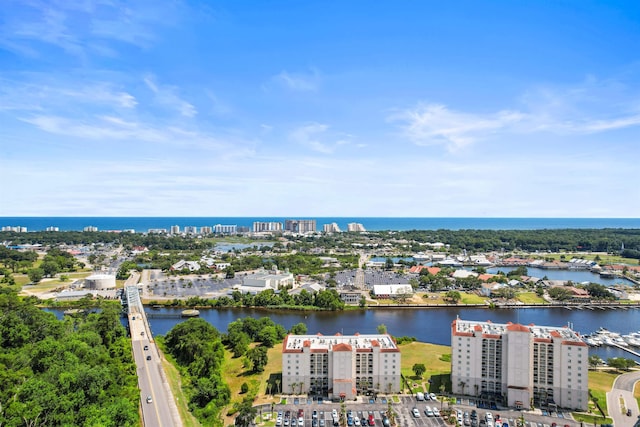 bird's eye view featuring a water view