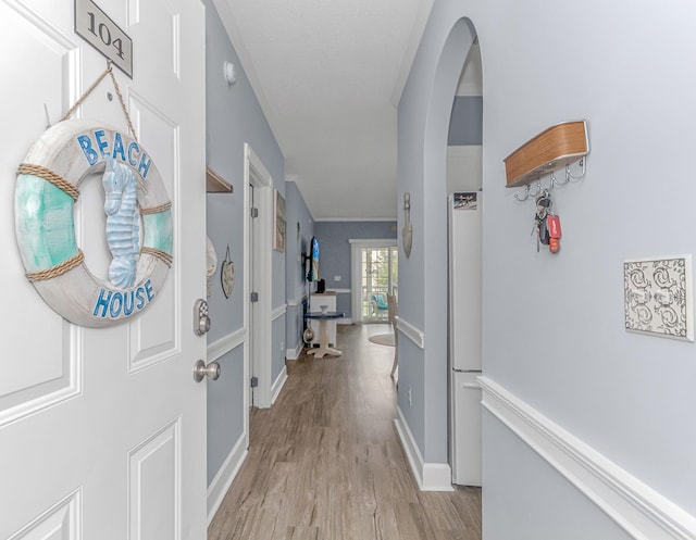 hall featuring light hardwood / wood-style floors