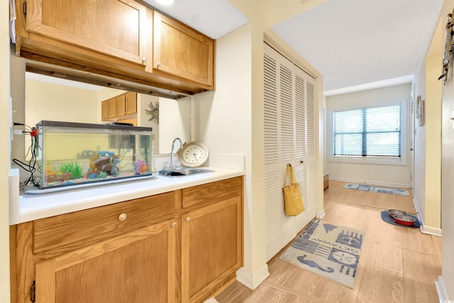 kitchen featuring sink and light wood-type flooring