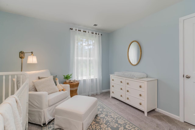 sitting room with light carpet