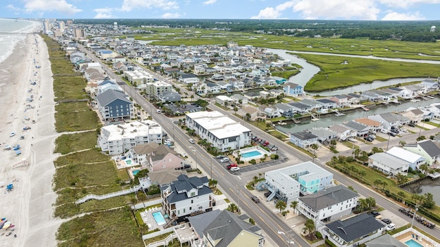 aerial view with a residential view and a water view