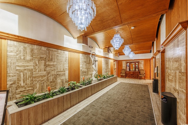 reception area with a notable chandelier