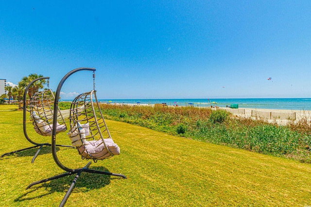 property view of water featuring a view of the beach