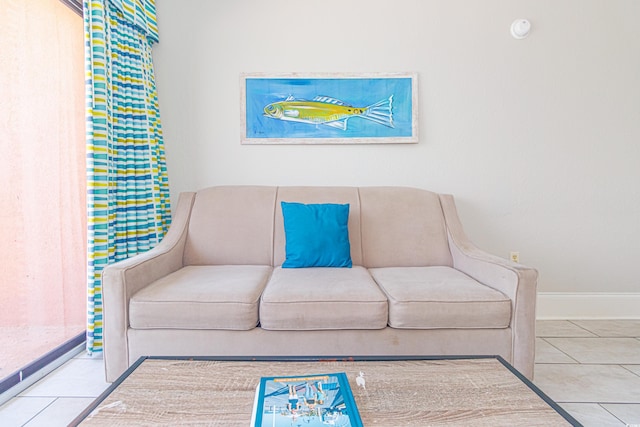 sitting room featuring light tile patterned floors