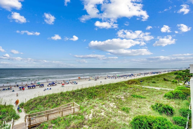 property view of water featuring a view of the beach