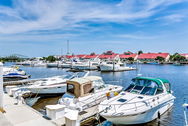 view of dock featuring a water view