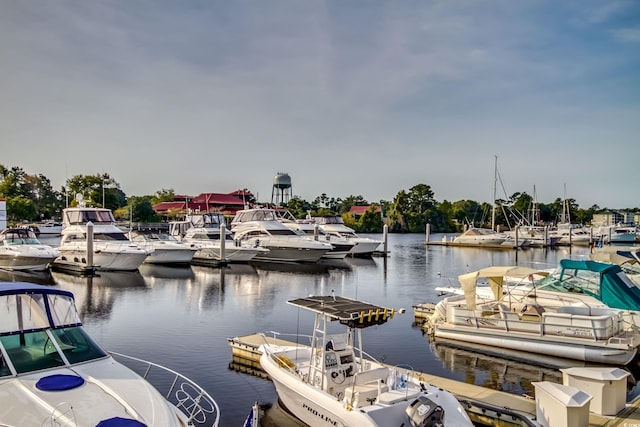 view of dock featuring a water view