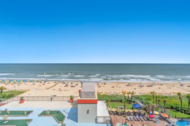 property view of water with a beach view