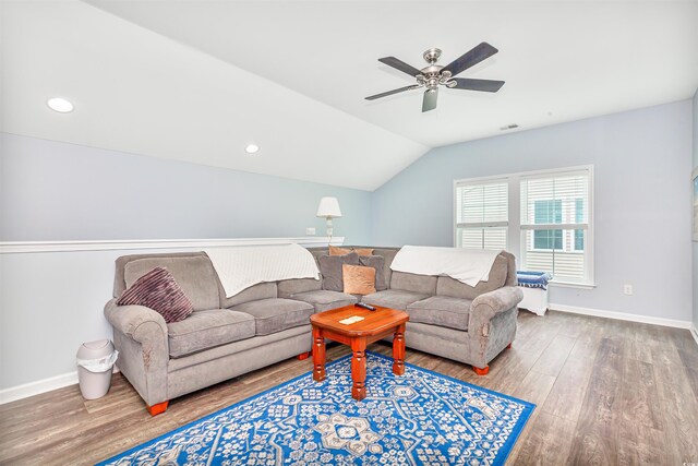 bedroom with hardwood / wood-style floors and ceiling fan