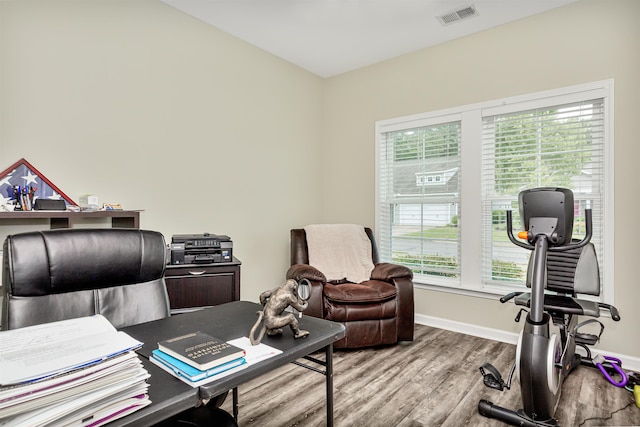 office space featuring light hardwood / wood-style flooring