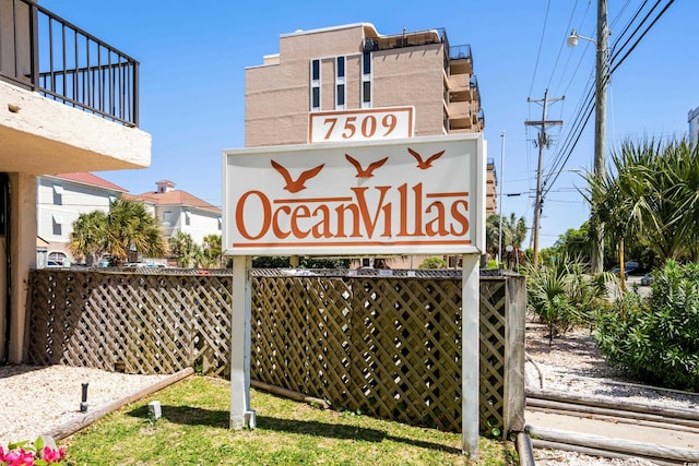 view of community sign