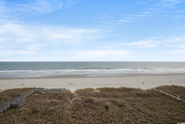 property view of water featuring a view of the beach