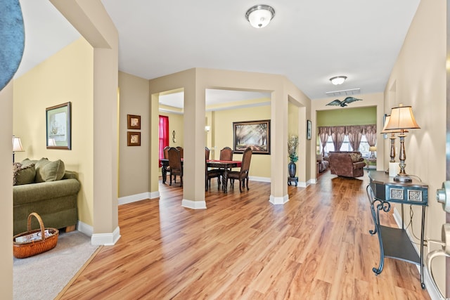 foyer with light wood-type flooring