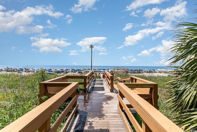 dock area featuring a water view