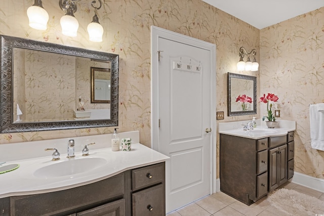 bathroom featuring tile patterned flooring and vanity