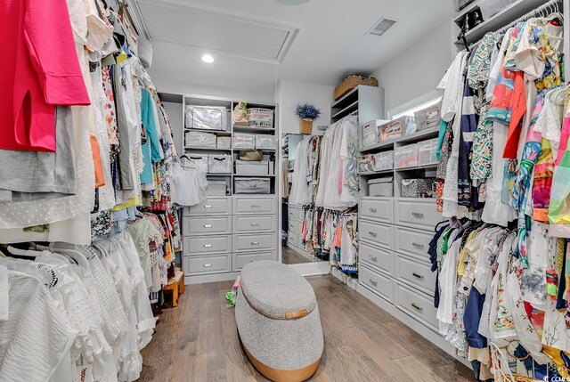 spacious closet featuring hardwood / wood-style flooring