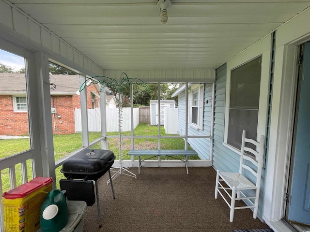 view of unfurnished sunroom