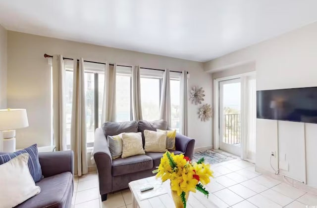 view of tiled living room