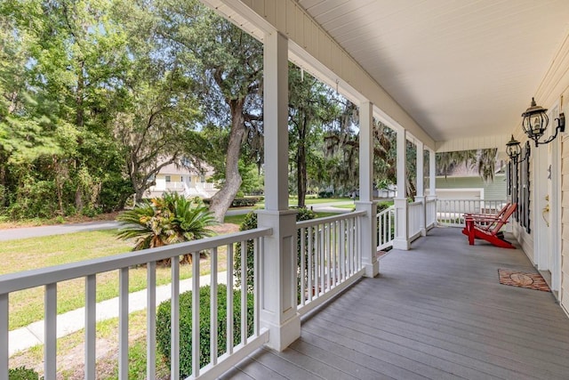 deck featuring a porch