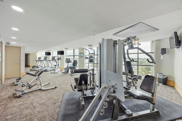 201 S Ocean Blvd Unit 1005, Myrtle Beach, SC 29577 - workout area with baseboards, recessed lighting, and visible vents