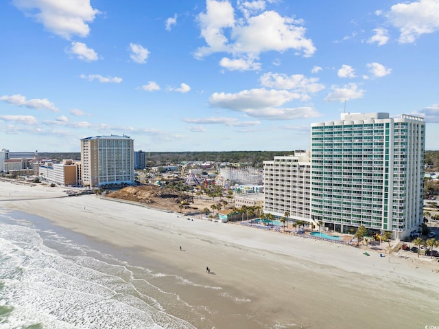 201 S Ocean Blvd Unit 1005, Myrtle Beach, SC 29577 - drone / aerial view with a beach view, a city view, and a water view