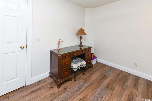 home office featuring hardwood / wood-style flooring