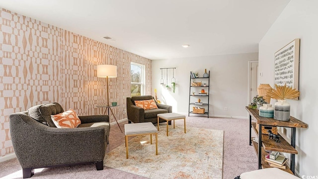 living room featuring carpet floors