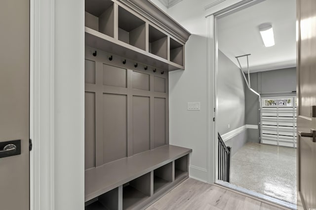 mudroom with light wood-type flooring