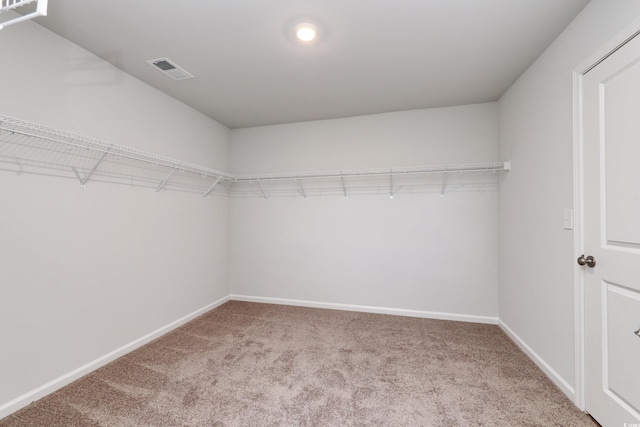 walk in closet featuring carpet floors and visible vents