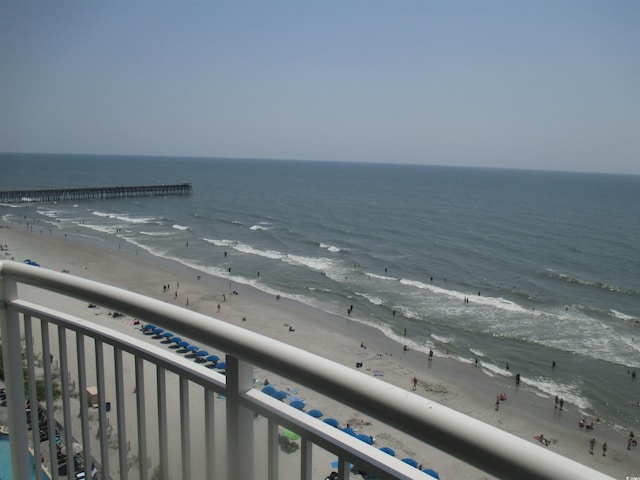 property view of water with a beach view