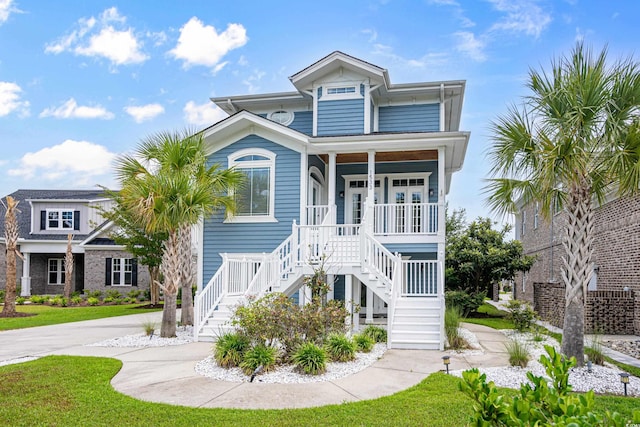 coastal home with covered porch